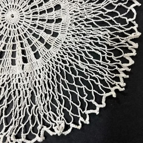 Vintage White Crochet Doily Frilly Lace Handmade Retro 13" Whimsygoth Victorian - Picture 1 of 8